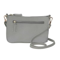 Lorenz Leather Grain PU Compact Top Zip X-Body Bag with Front & Back Zips & Detachable Straps